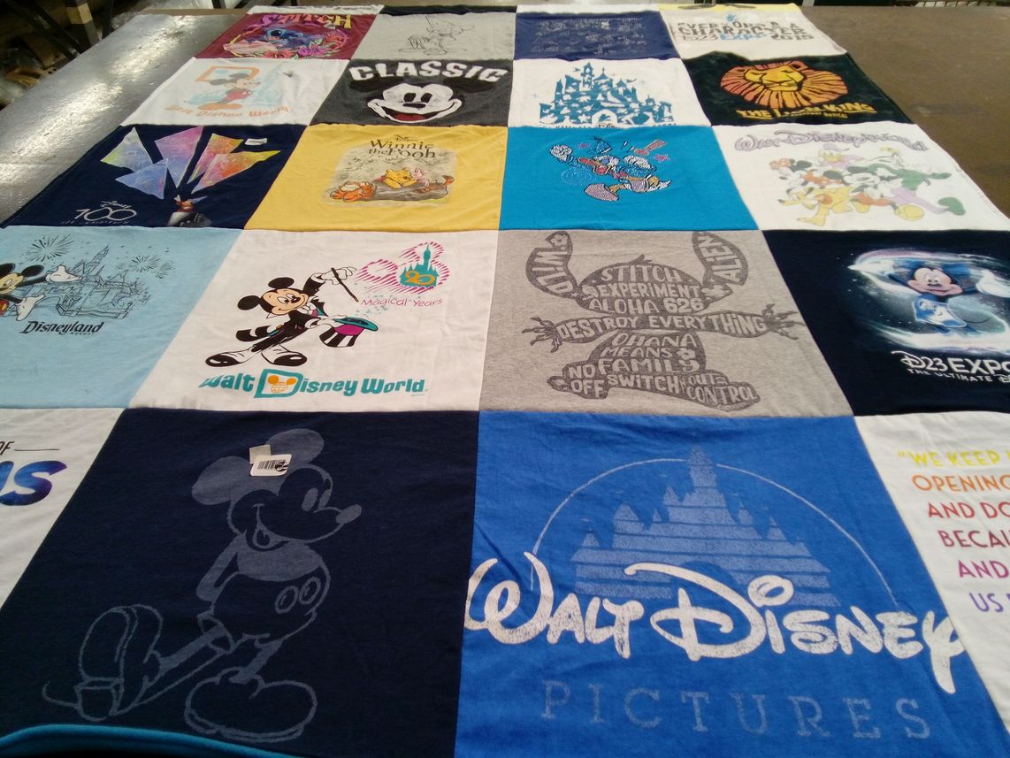 T-shirt quilt with disney, animation themes by Denise from MI