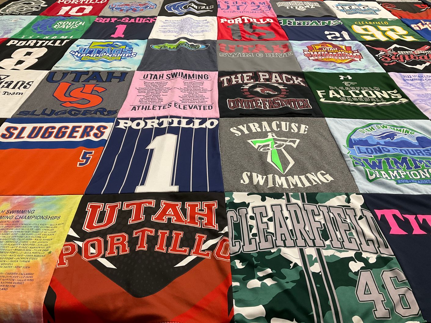 T-shirt quilt featuring utah sluggers, clearfield falcons by Sharen from UT