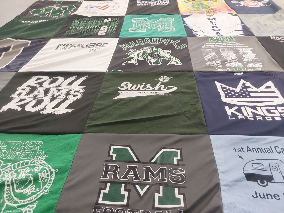 T-shirt quilt featuring marshfield rams football by Alyssa from MA