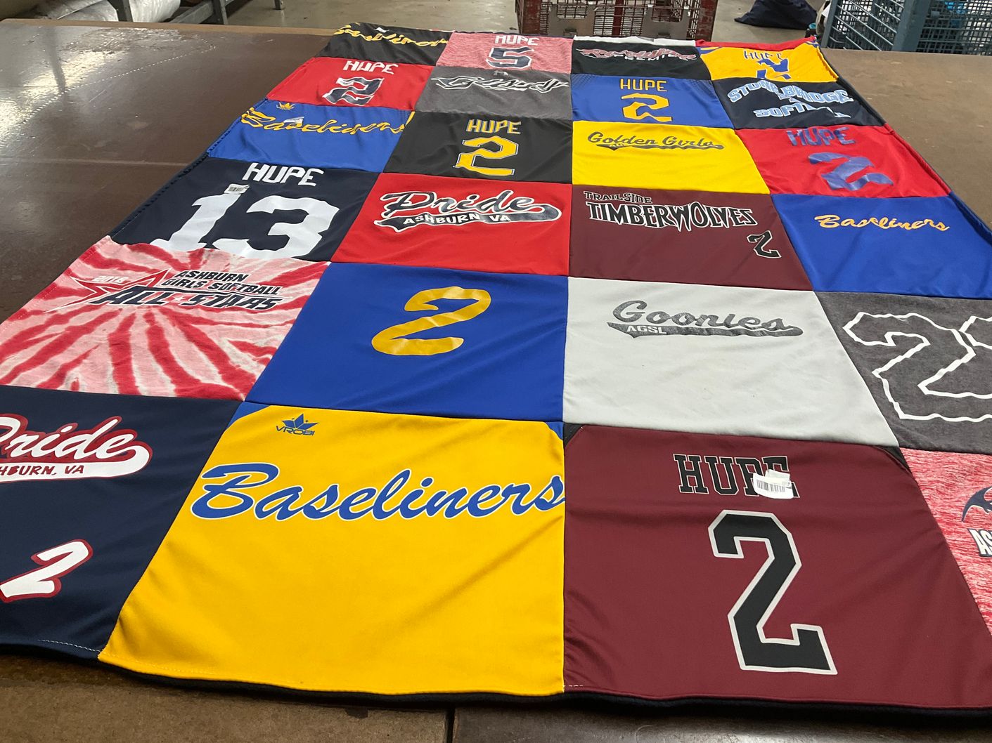 T-shirt quilt with softball themes by Meghan from VA