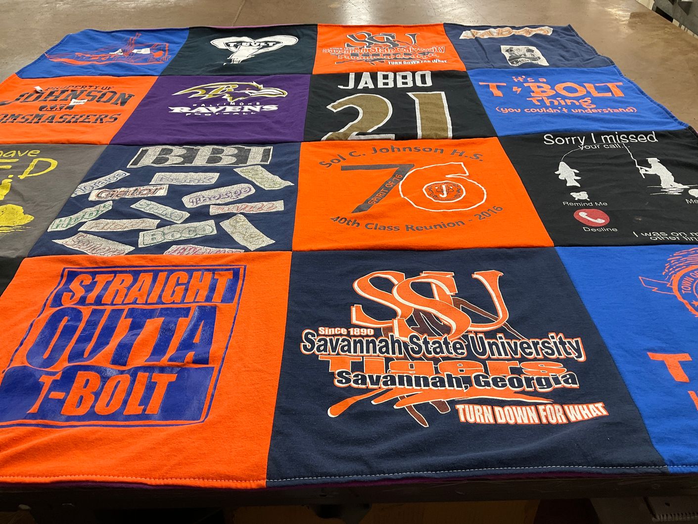 T-shirt quilt from savannah state university by Robert from MD