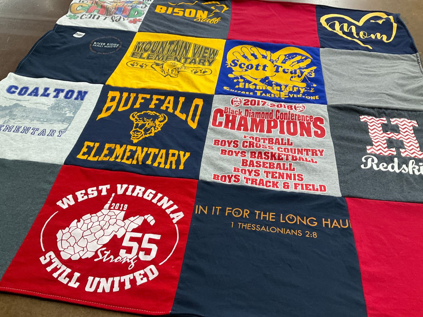 T-shirt quilt featuring boys cross country, boys basketball by Tonya from WV