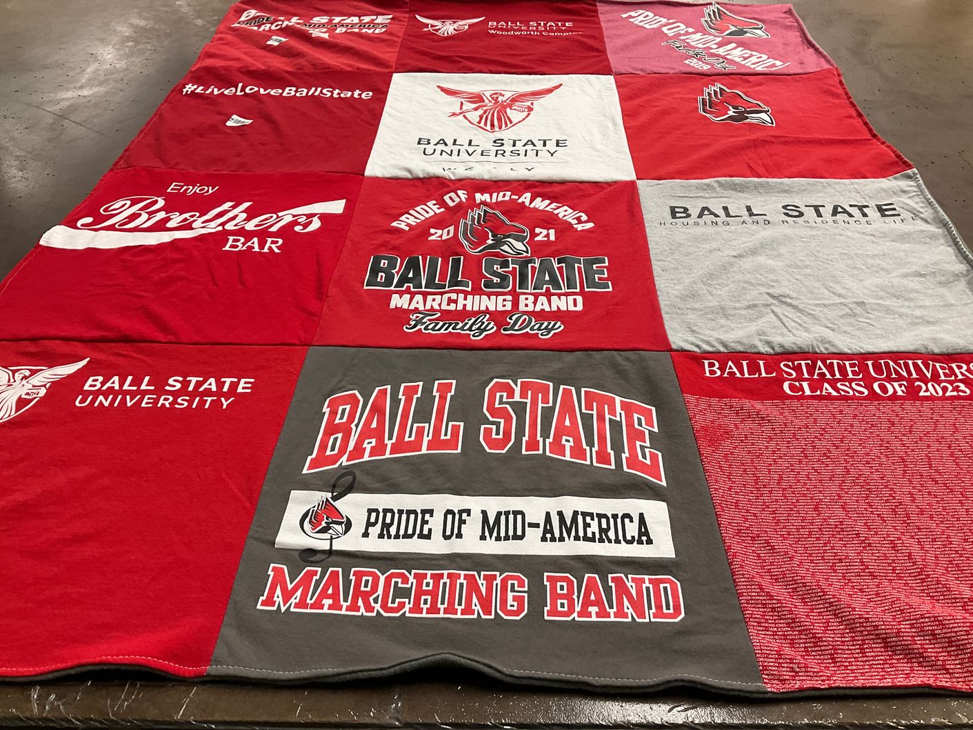T-shirt quilt from ball state university by Lisa from IL