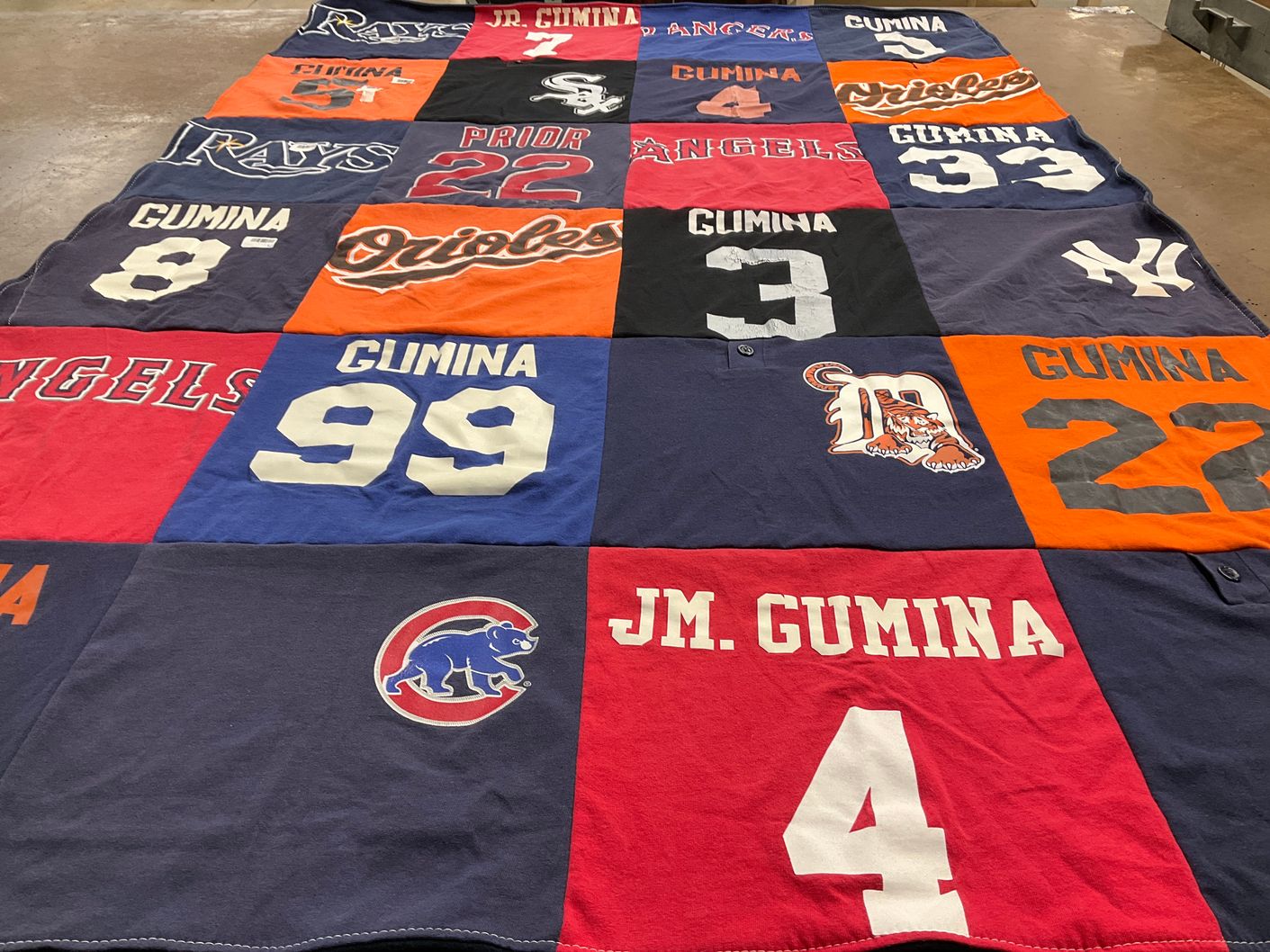 T-shirt quilt featuring angels, cubs by Lisa from IL