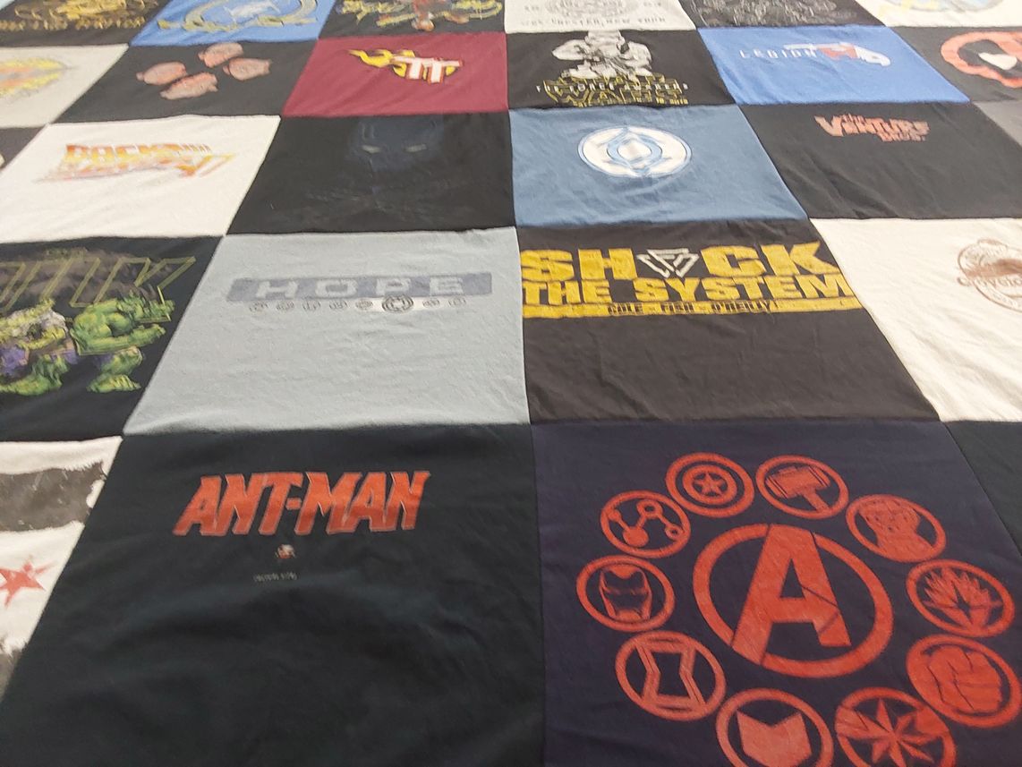 T-shirt quilt with marvel, comics themes by Mike from FL