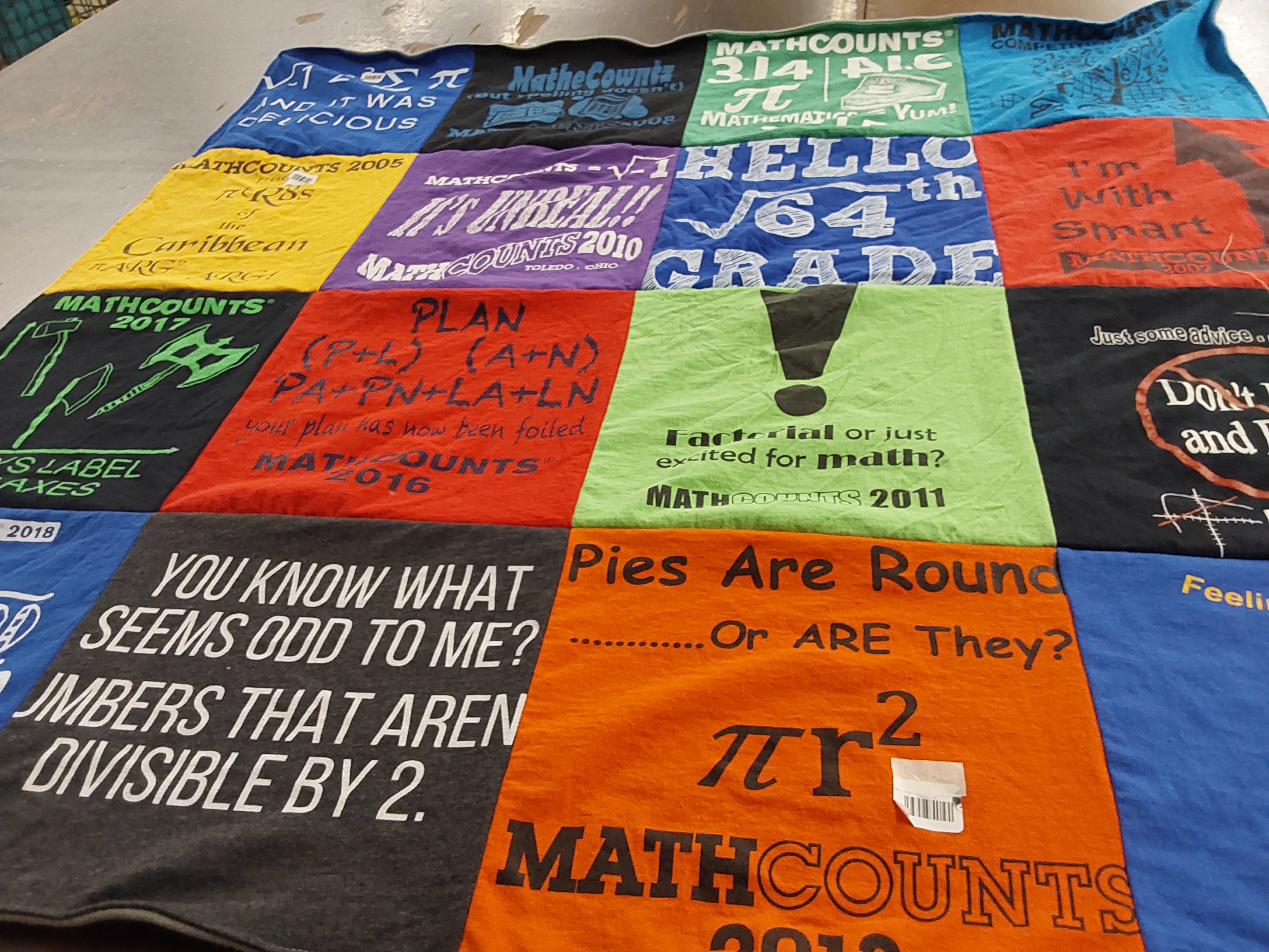 T-shirt quilt from alexander muss high school in israel by Rachel from FL