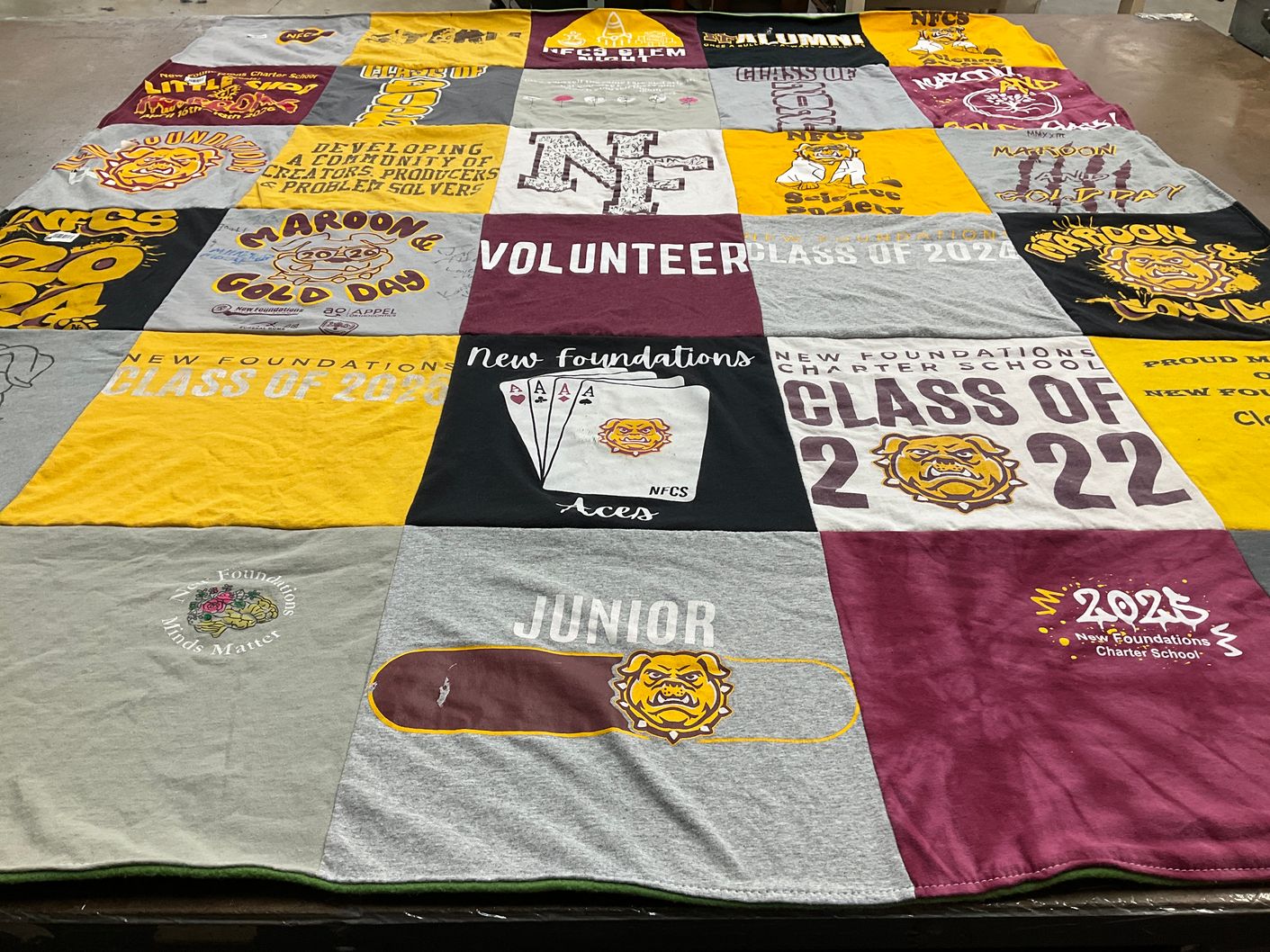 T-shirt quilt featuring new foundations lions by Jessica from PA