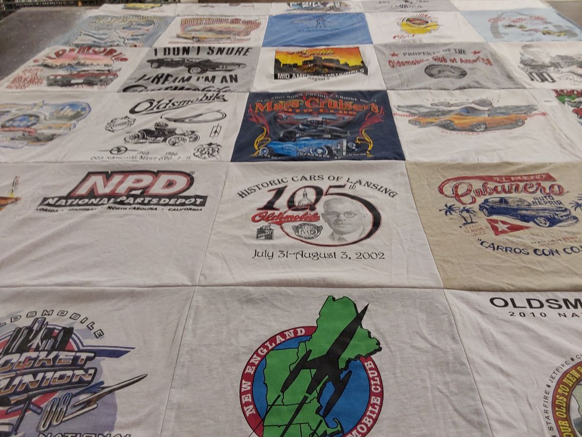 T-shirt quilt with automobiles, car shows themes by Dan from MA