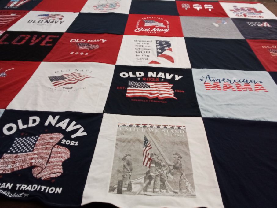 T-shirt quilt with patriotism, fashion themes by Cathy from PA