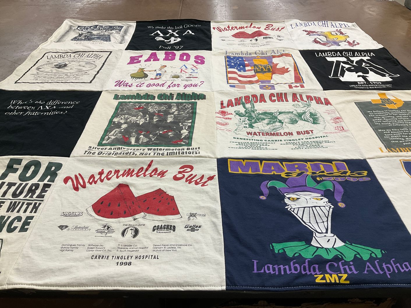 T-shirt quilt with fraternities, fundraising themes by Ravi from PA