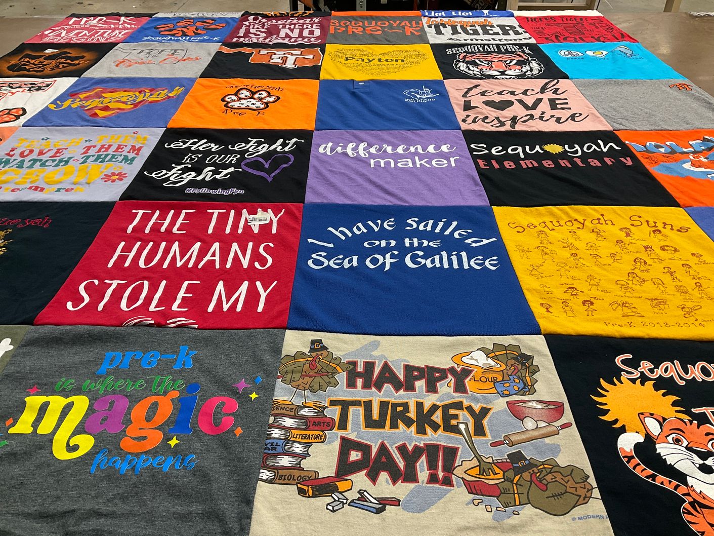 T-shirt quilt from sequoyah elementary by Carolyn from OK