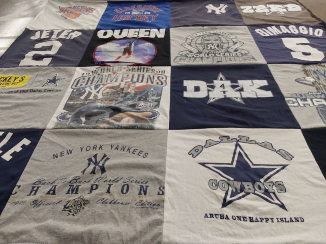 T-shirt quilt featuring new york yankees, dallas cowboys by Anthony from NY