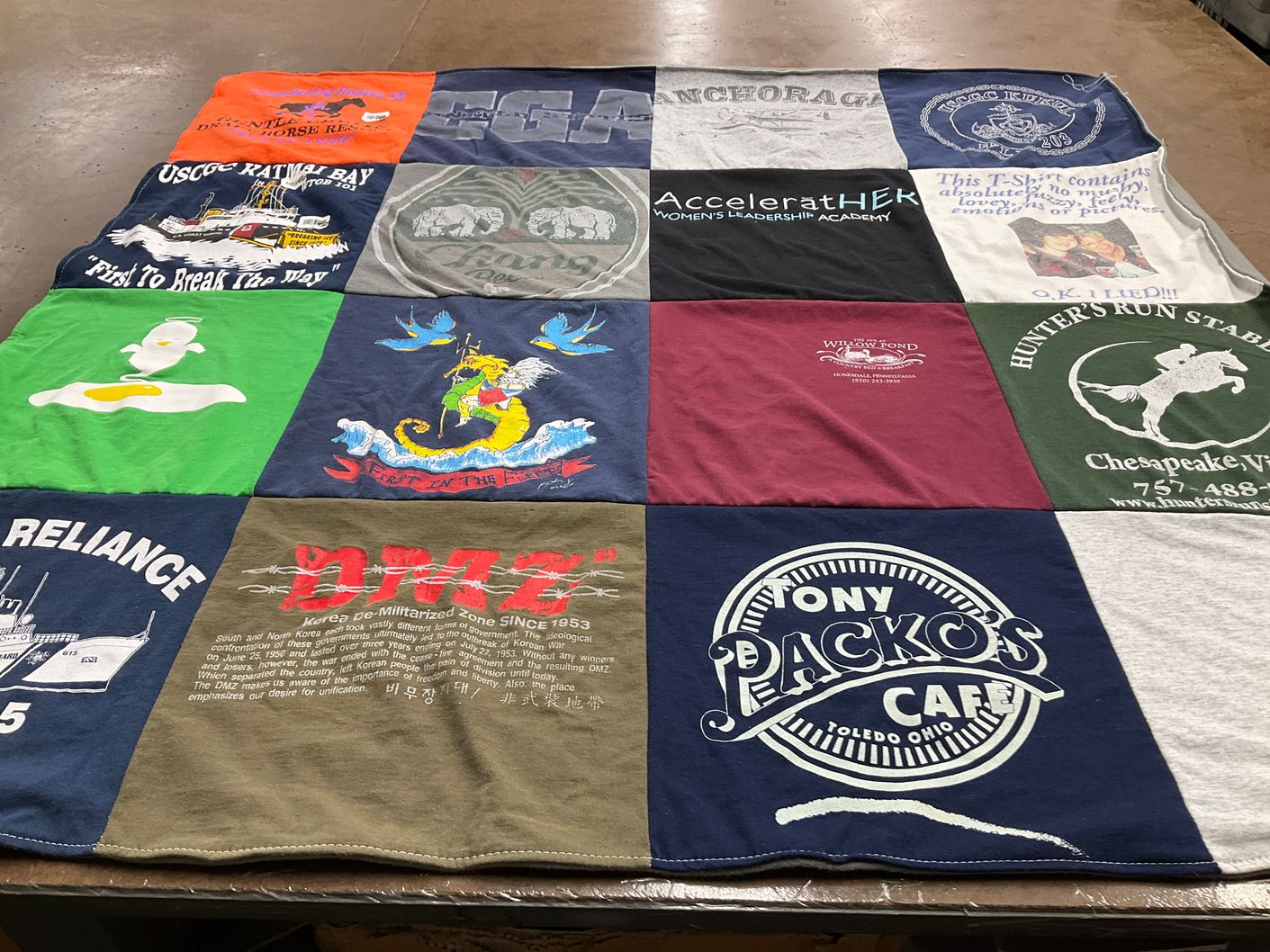 T-shirt quilt with cooking, education themes by Michael from VA