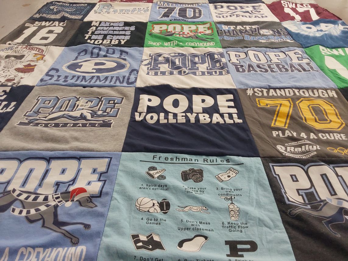 T-shirt quilt featuring pope high school football, pope high school volleyball by abbie from GA