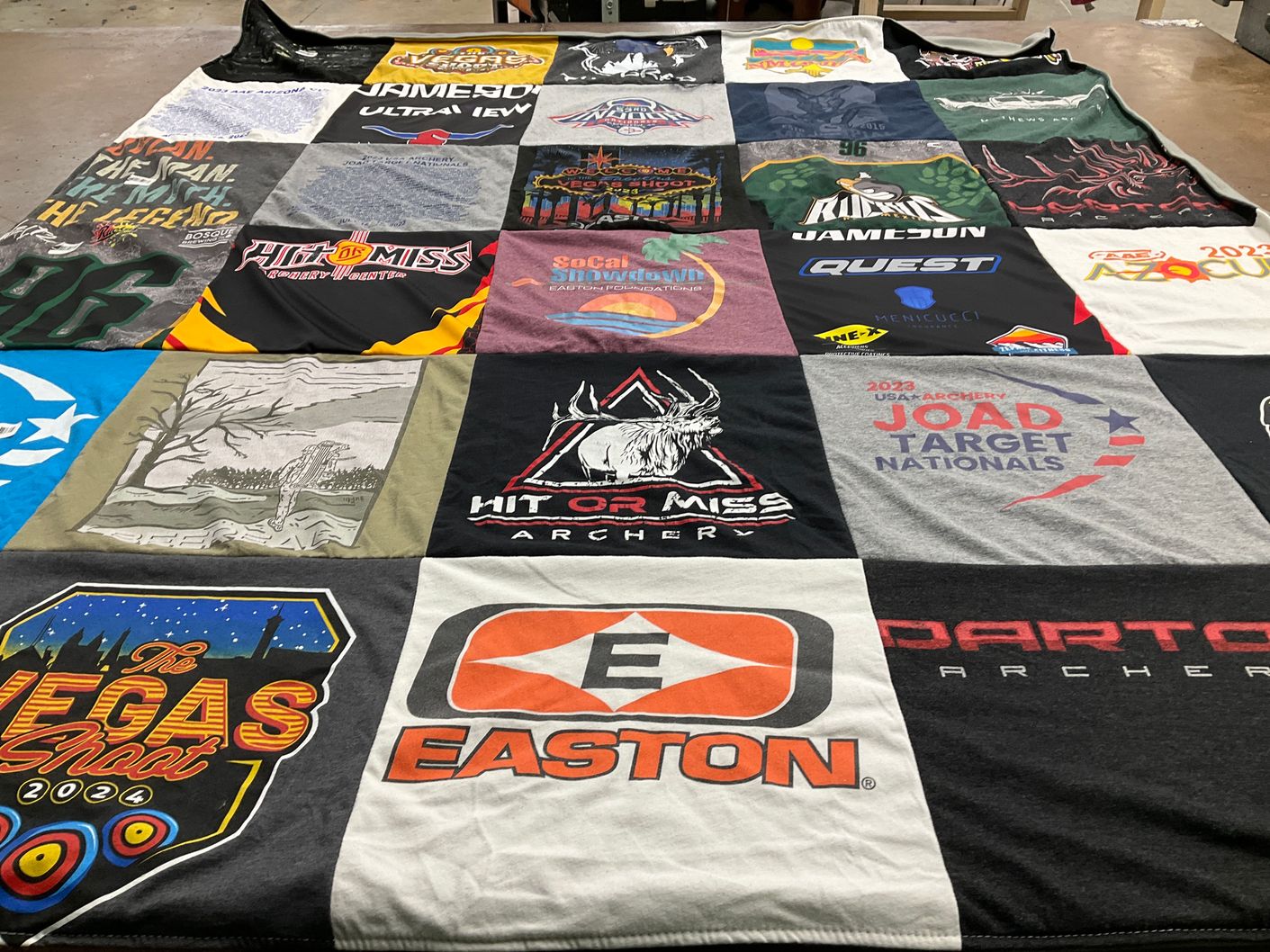 T-shirt quilt with archery, tournaments themes by Jenifer from NM