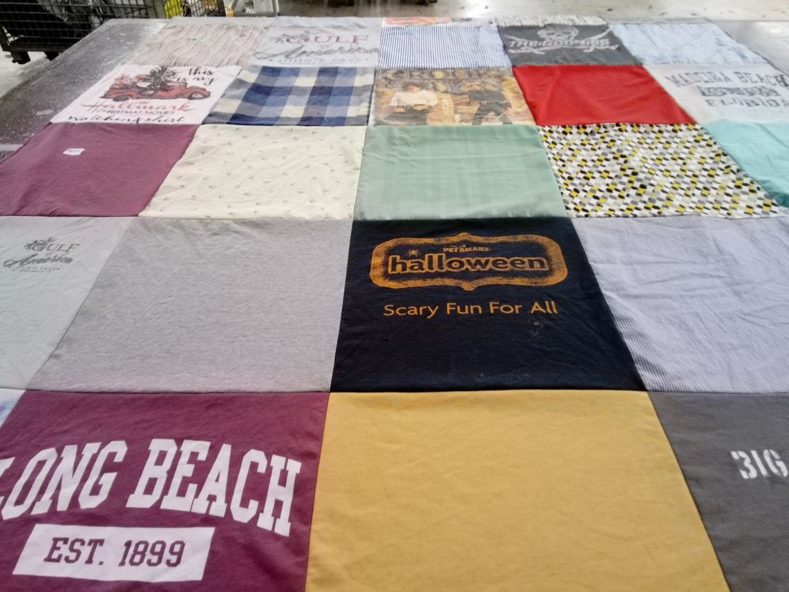 T-shirt quilt with halloween, beach themes by April from FL