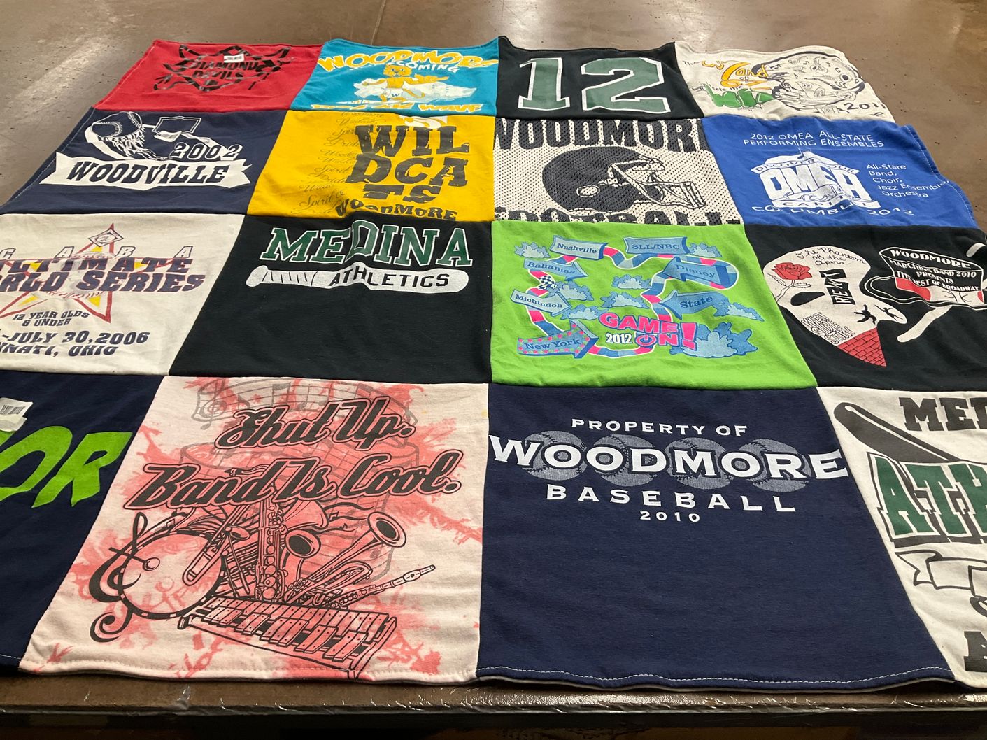 T-shirt quilt featuring woodmore baseball by Brock from CO