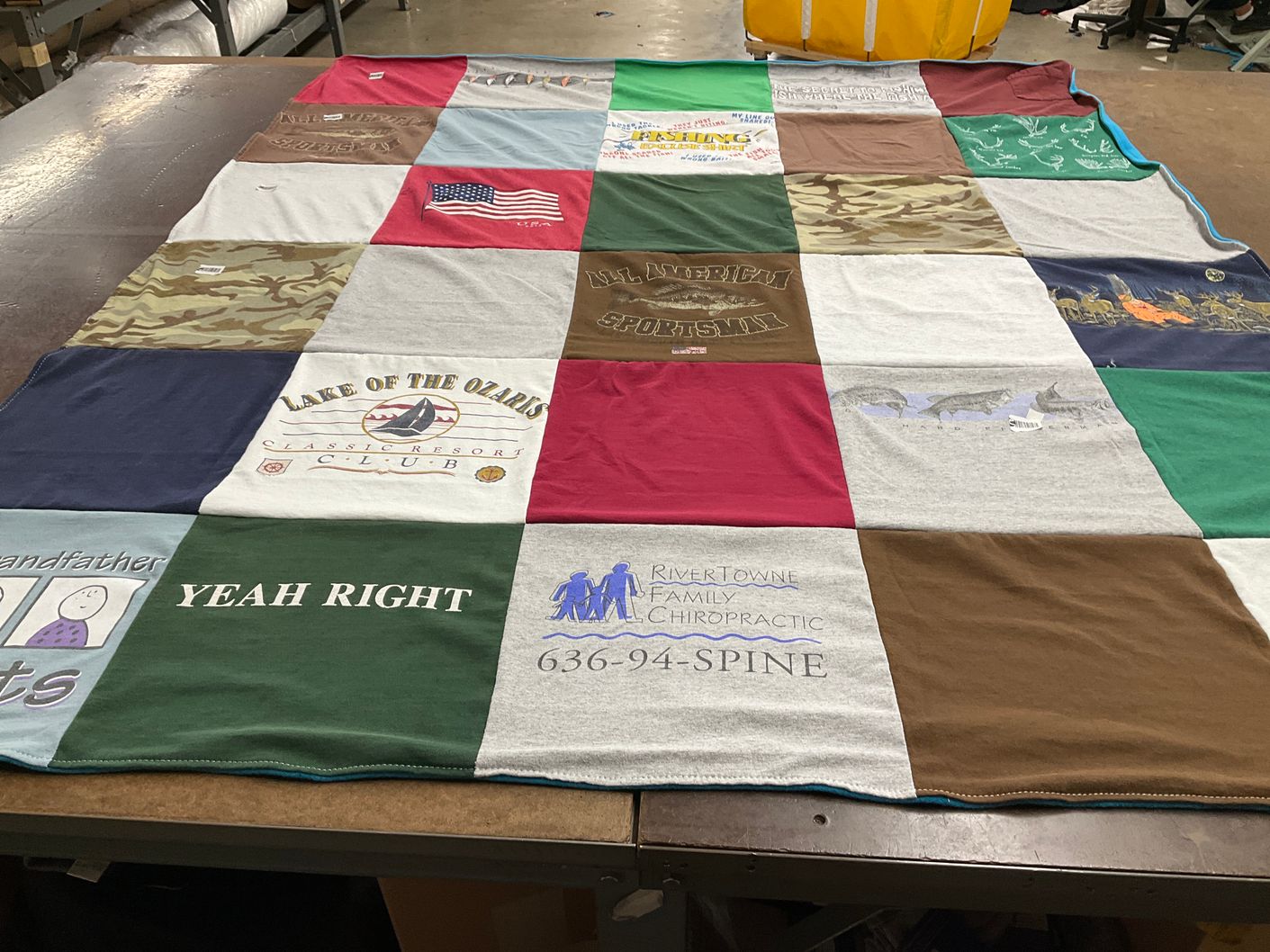 T-shirt quilt with outdoors, sports themes by Betty from MO