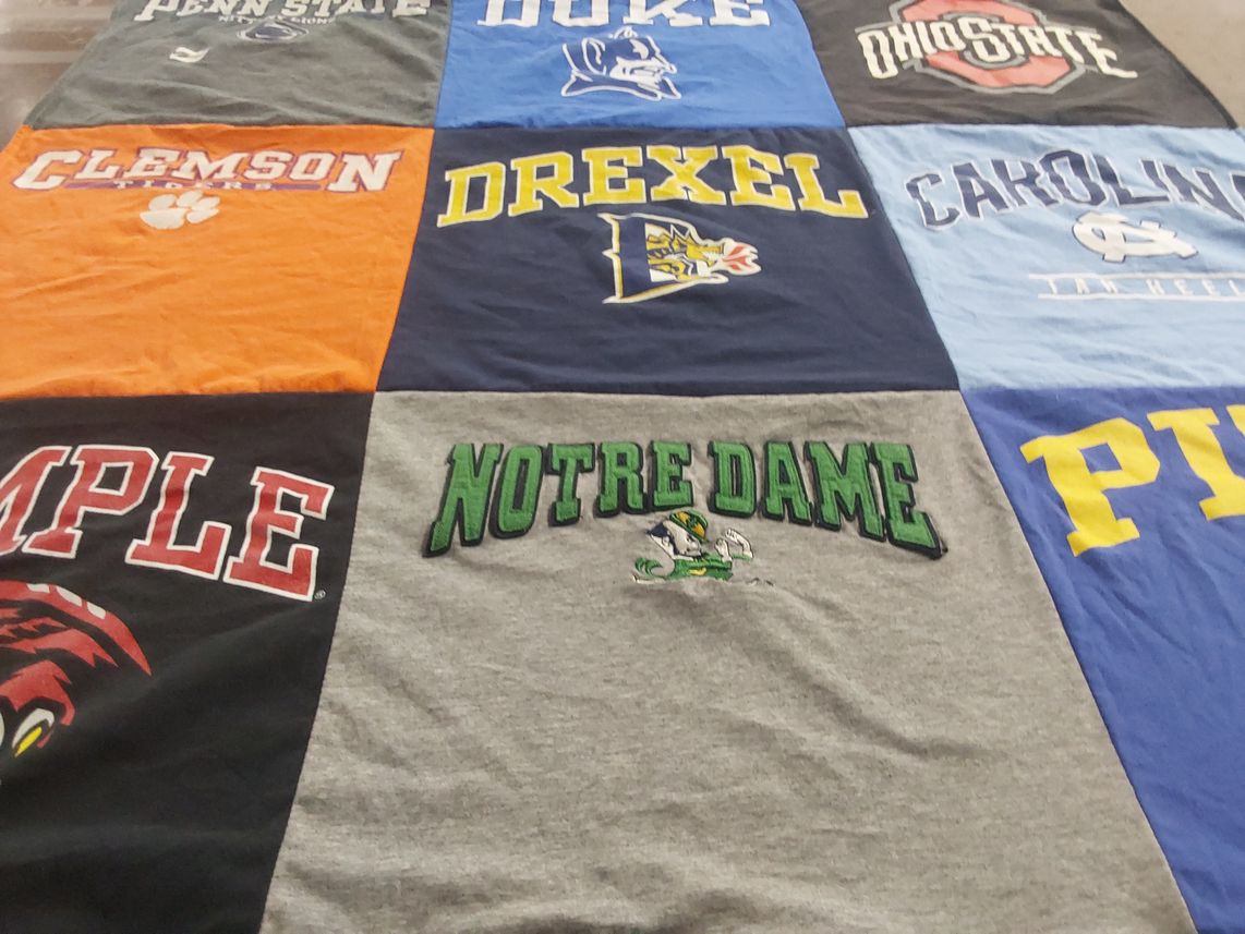 T-shirt quilt from penn state university, duke university by Karyn from NJ