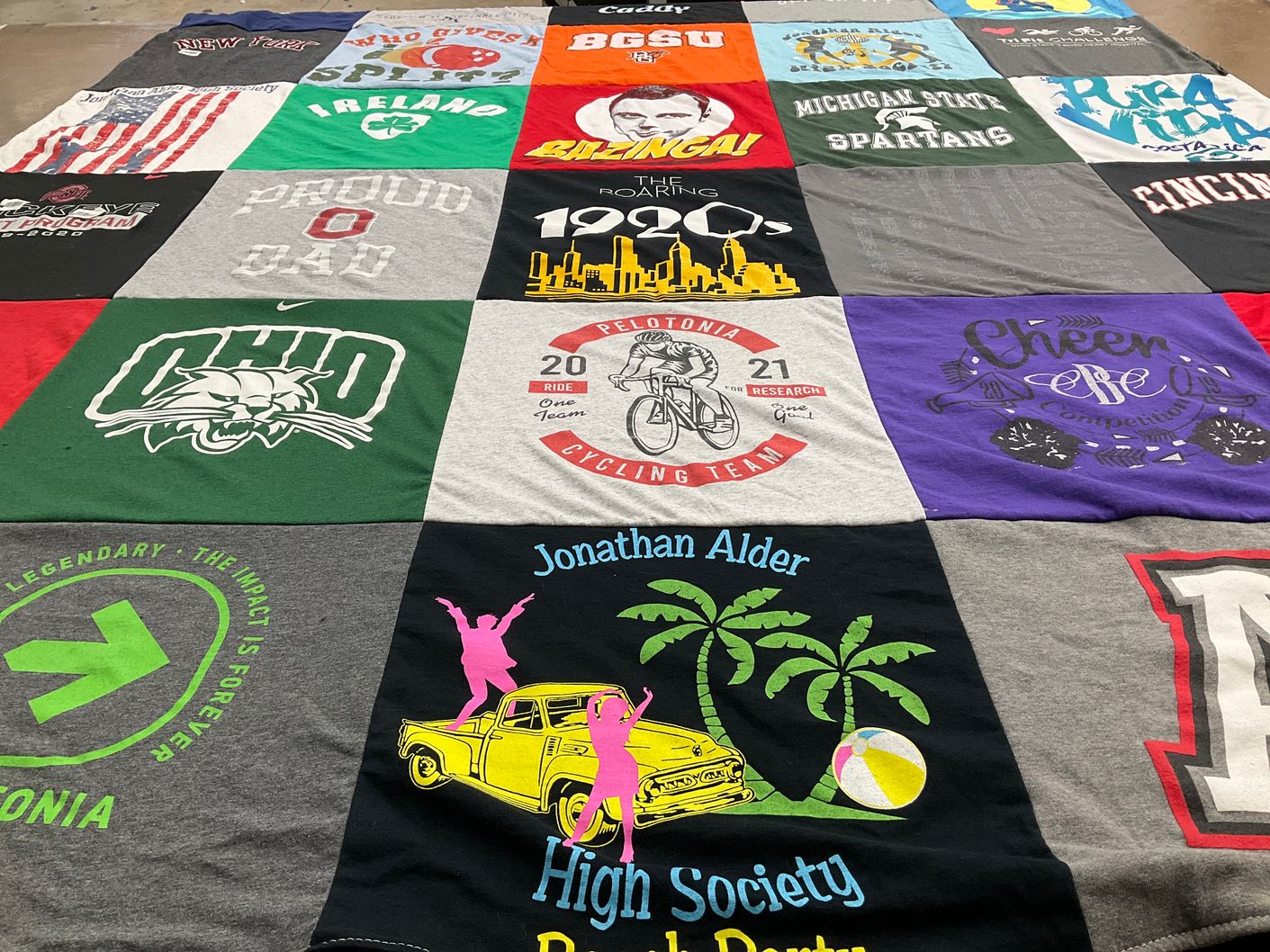 T-shirt quilt from ohio university, michigan state university by Scott from OH