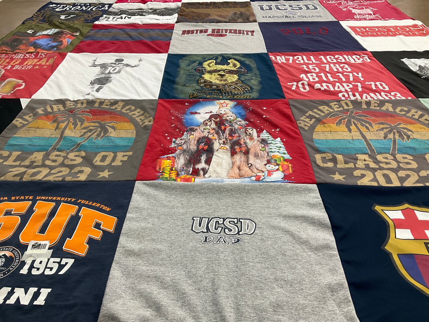 T-shirt quilt from university of california san diego, boston university by Veronica from CA
