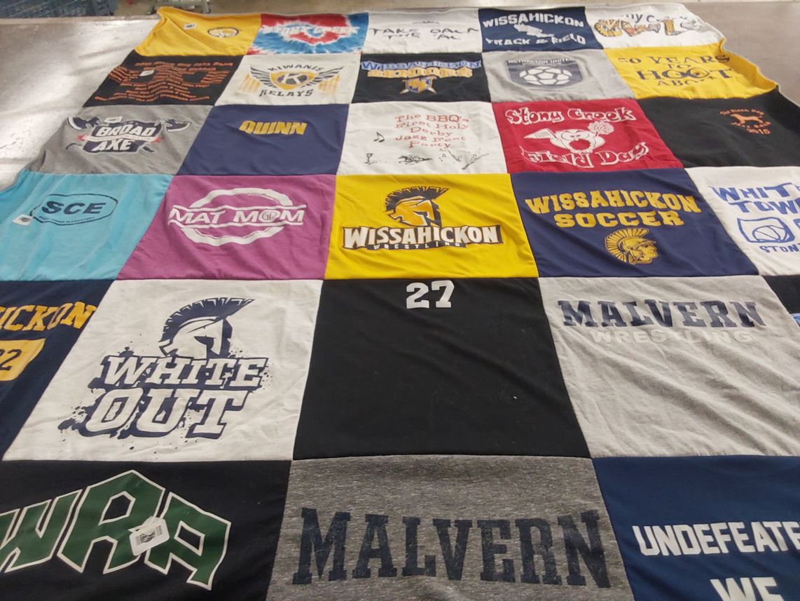 T-shirt quilt featuring wissahickon soccer, wissahickon wrestling by Gina from PA