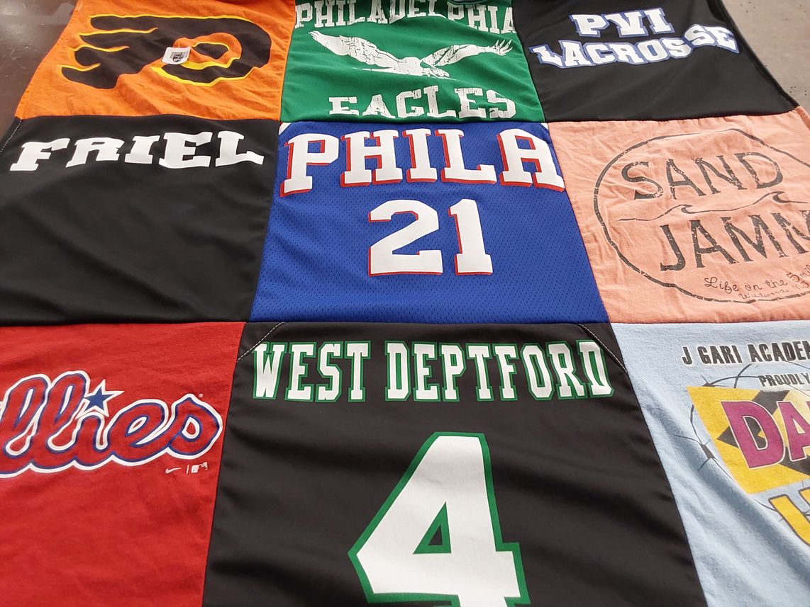 T-shirt quilt featuring philadelphia eagles, philadelphia phillies by Lisa from NJ