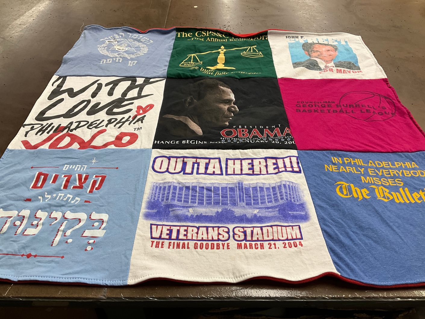 T-shirt quilt with politics, community themes by David from PA