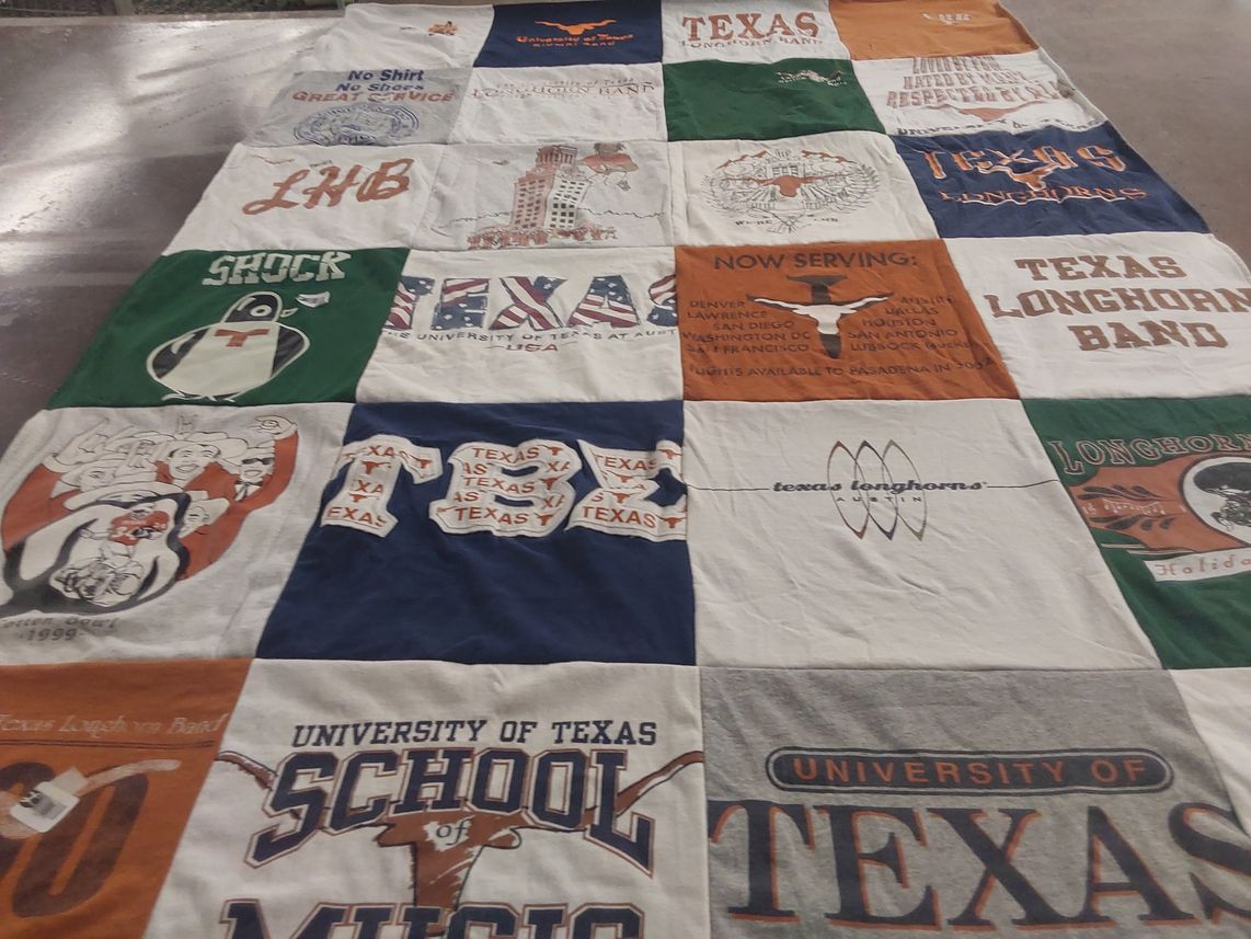 T-shirt quilt featuring texas longhorns by Shea from TX