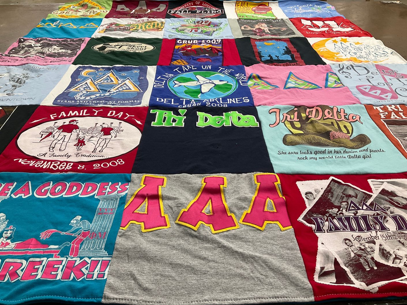 T-shirt quilt with sororities, fraternities themes by whitney from LA