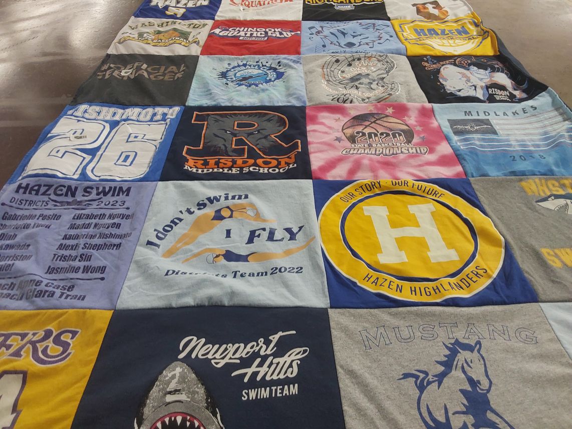 T-shirt quilt featuring hazen swim team, newport hills swim team by Alison from WA