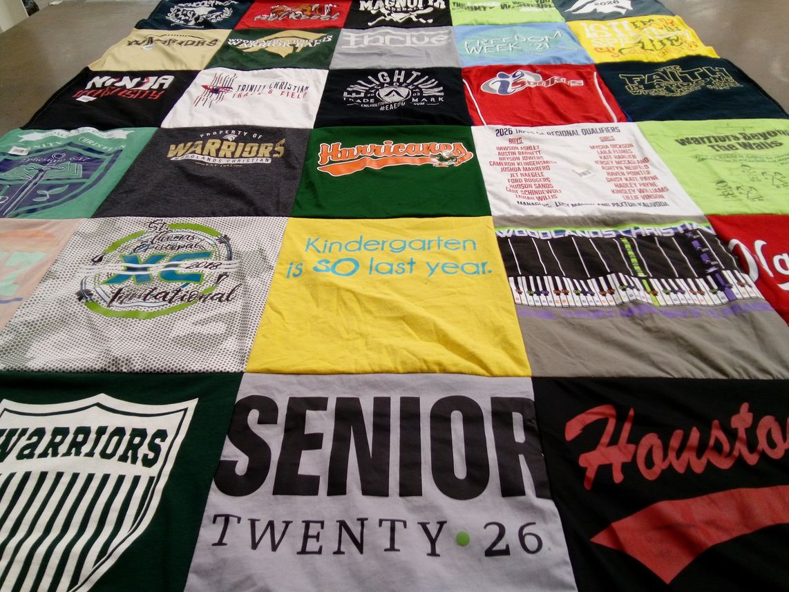 T-shirt quilt featuring warriors, wildcats by Courtney from TX