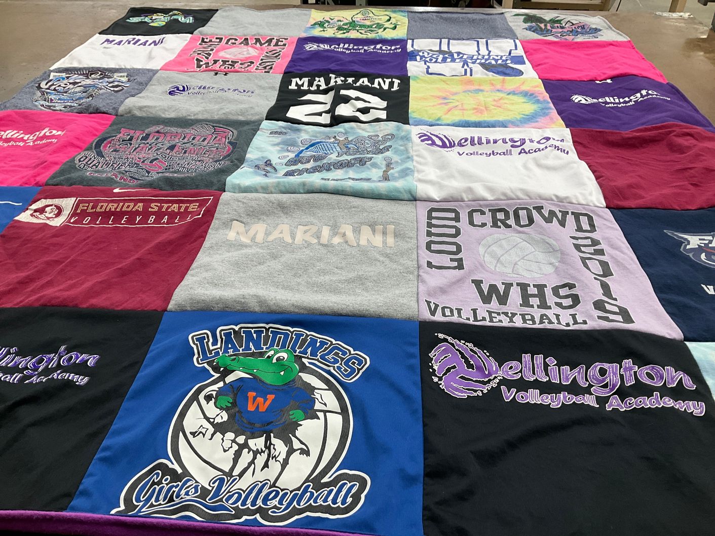 T-shirt quilt featuring wellington volleyball academy, landings girls volleyball by Jamie from FL