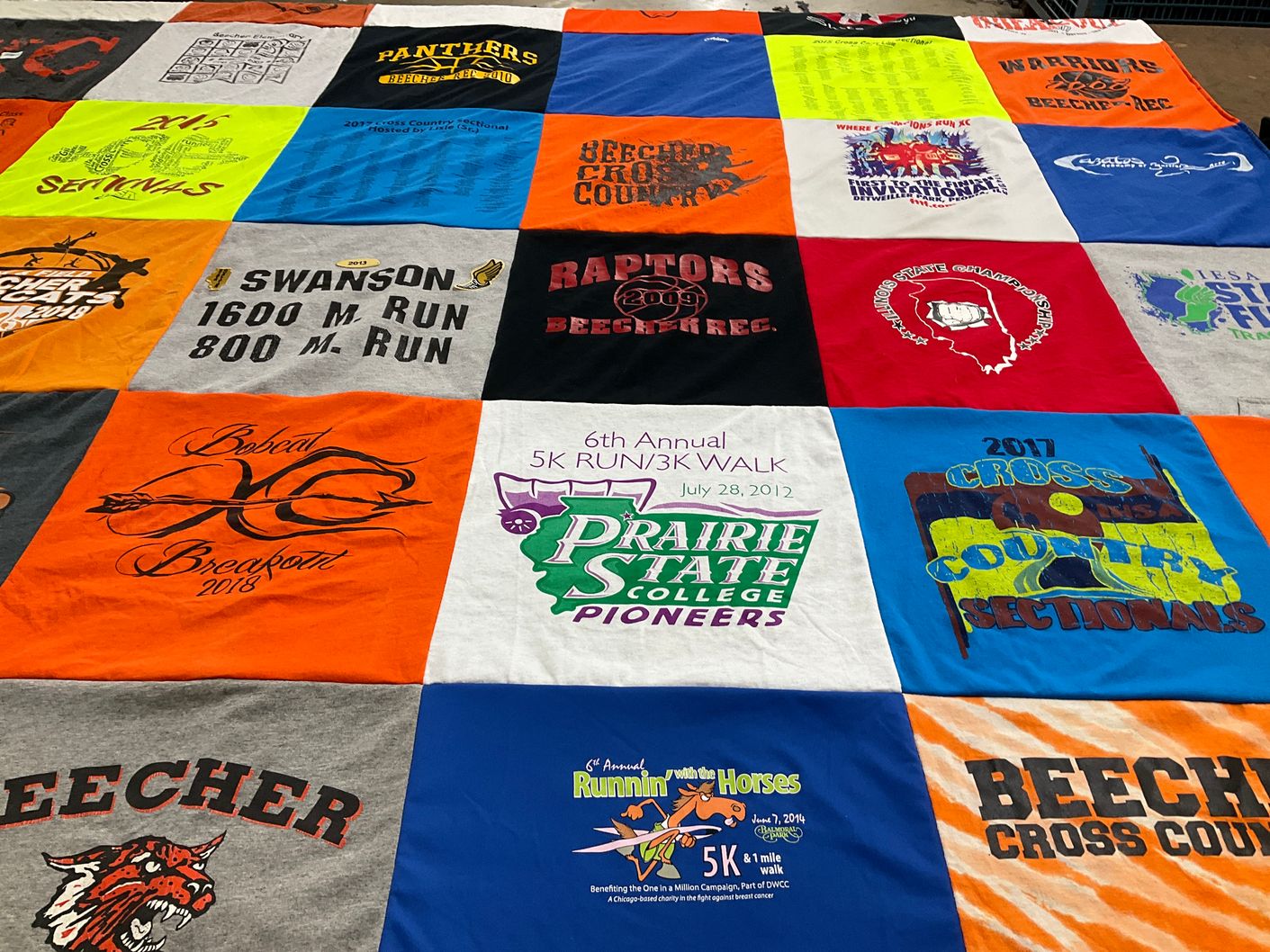 T-shirt quilt featuring beecher high school cross country, beecher high school warriors by BARBARA from IL