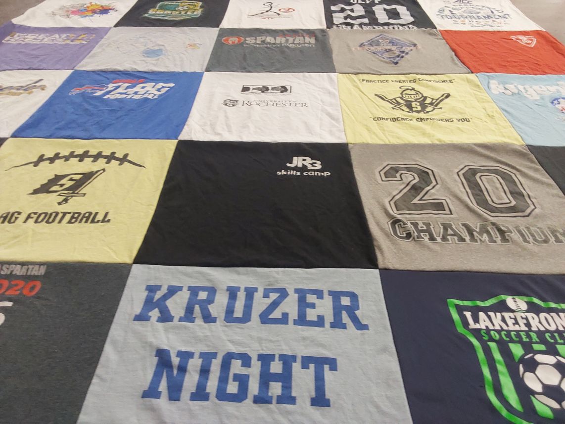 T-shirt quilt featuring spartan team by Kristin from NY