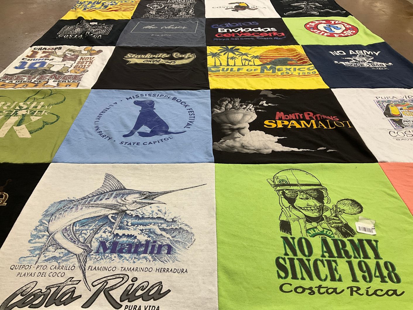 T-shirt quilt with travel, fishing themes by Kimberly from MS