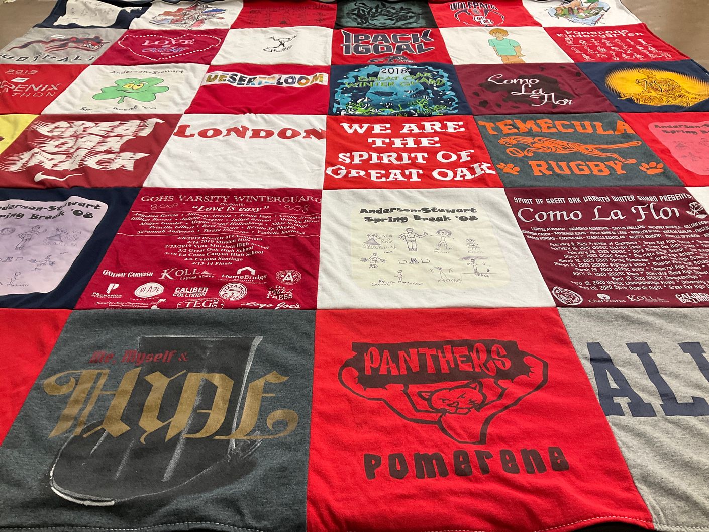 T-shirt quilt featuring pomerene panthers by Darek from AZ