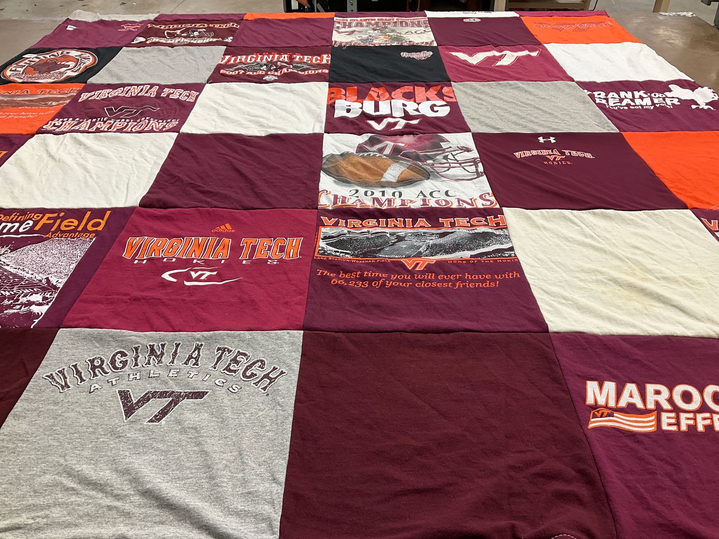 T-shirt quilt featuring virginia tech hokies by Wendy from TN