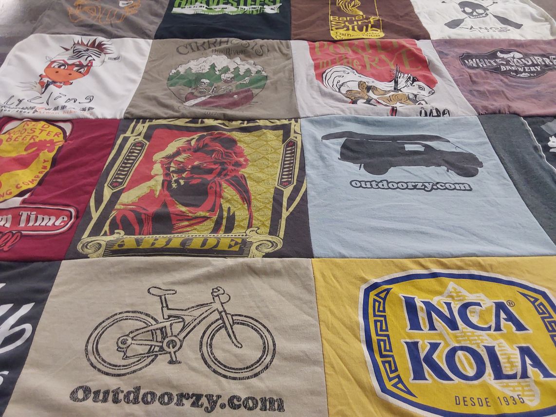 T-shirt quilt with outdoor activities, cycling themes by jason from KY