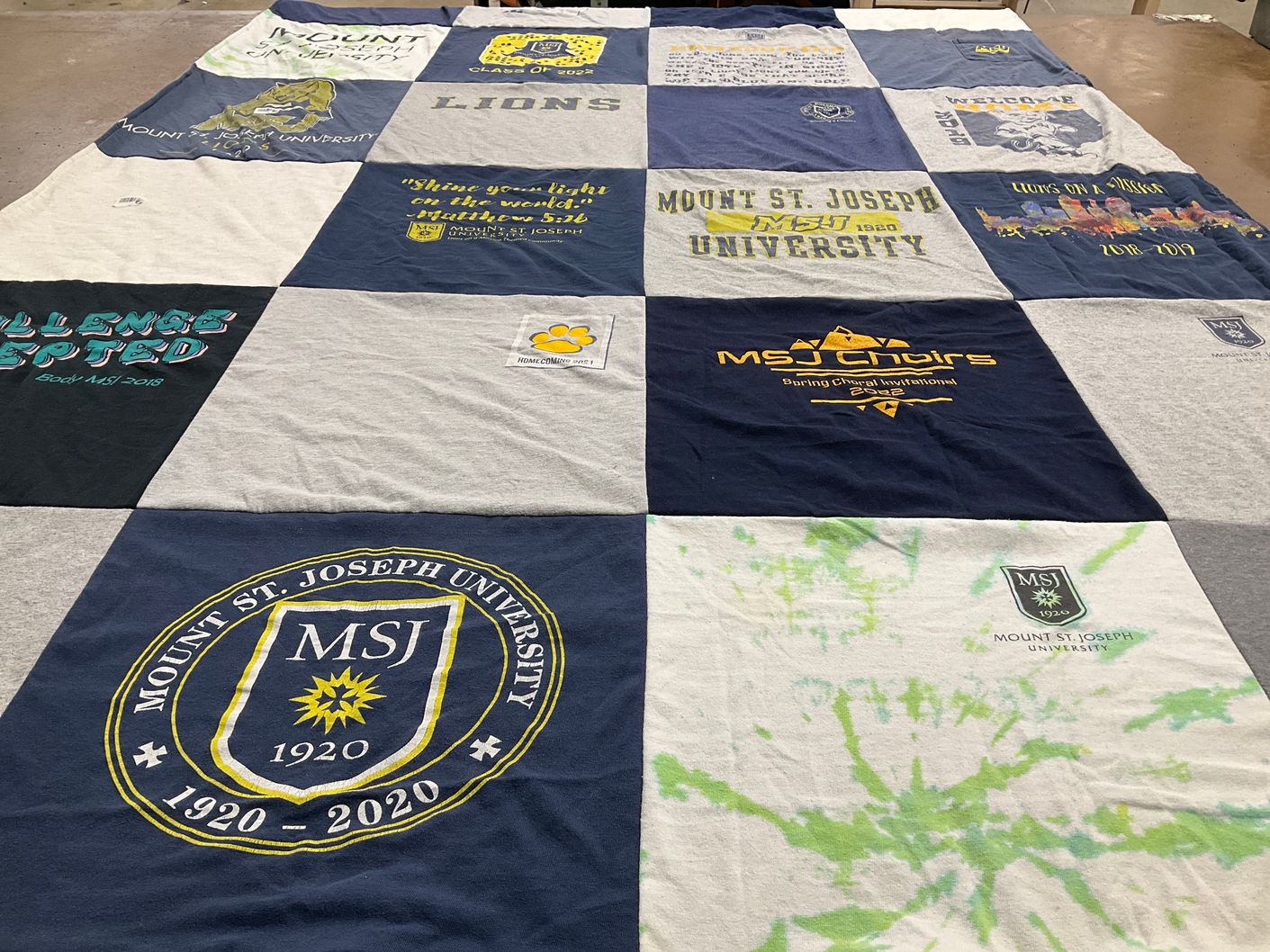 T-shirt quilt from mount st. joseph university by Kathryn from OH