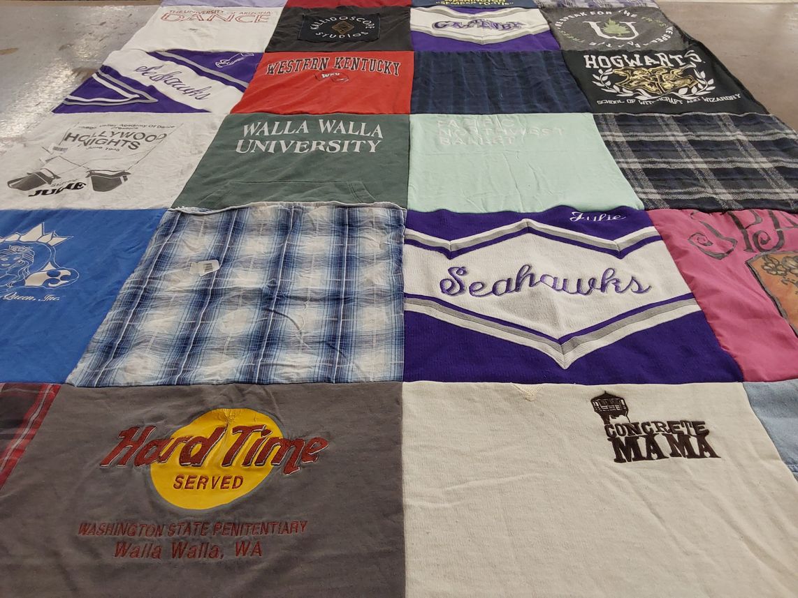 T-shirt quilt featuring seahawks by Julie from WA