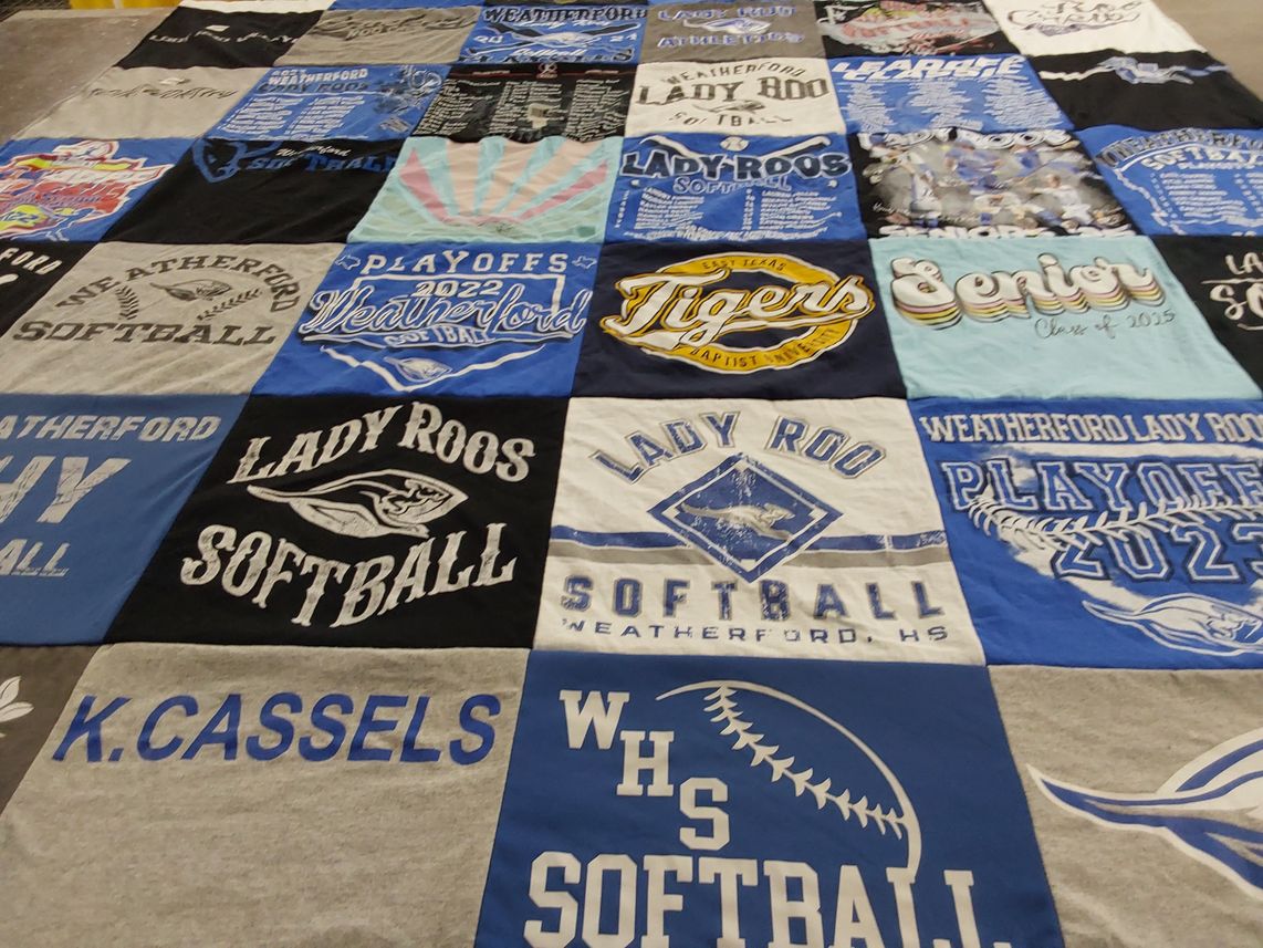 T-shirt quilt featuring weatherford lady roos softball by Chessa from TX
