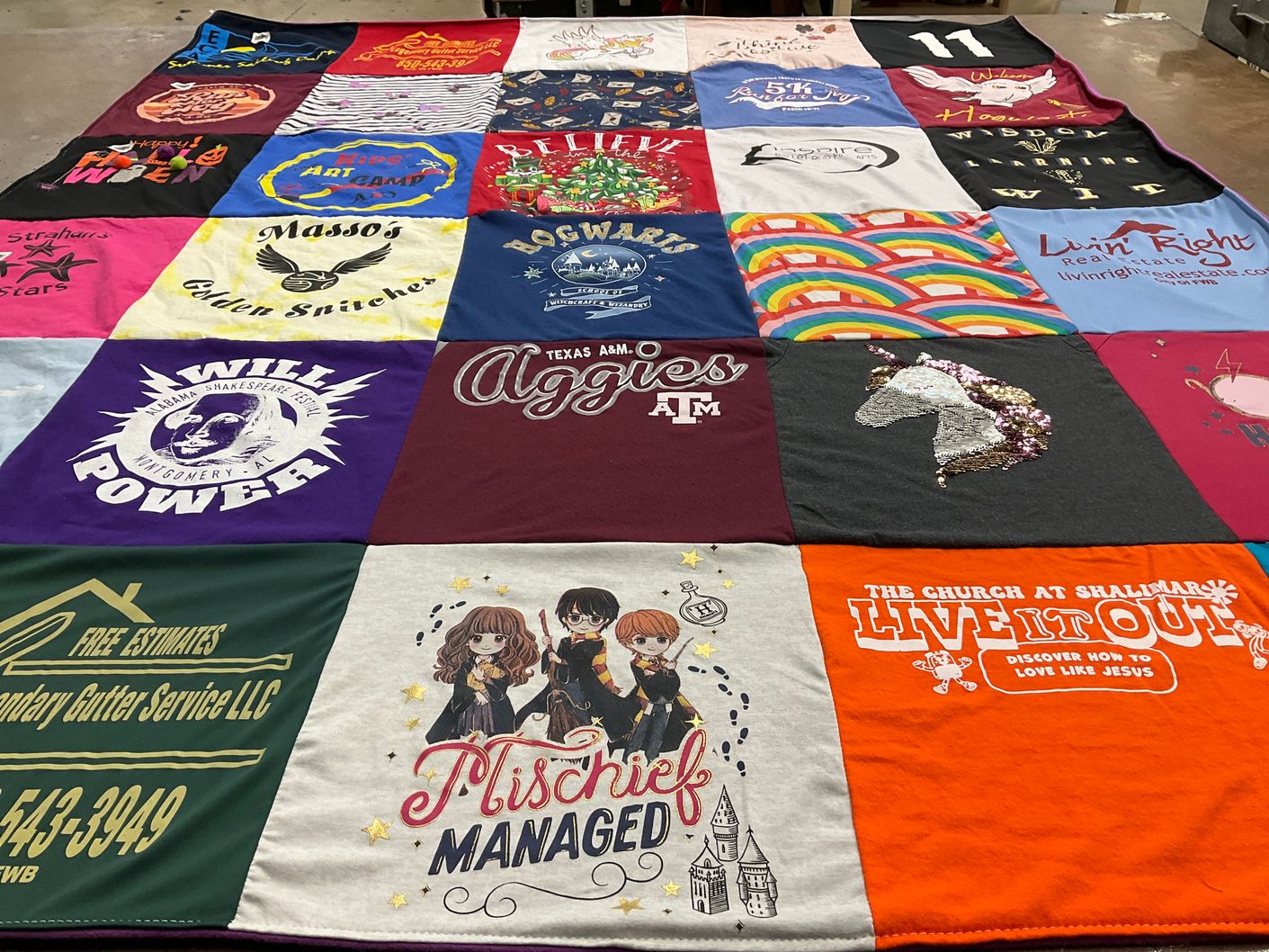 T-shirt quilt from texas a&m university by Nina from FL