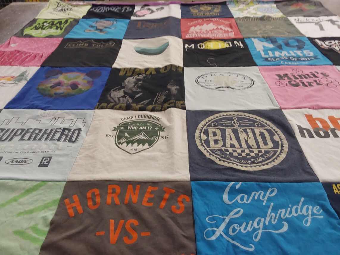 T-shirt quilt featuring hornets by Me from OK