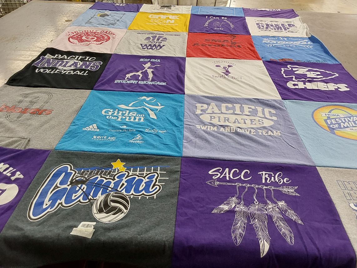 T-shirt quilt featuring pacific pirates swim and dive team, ze chiefs by Brian from MO