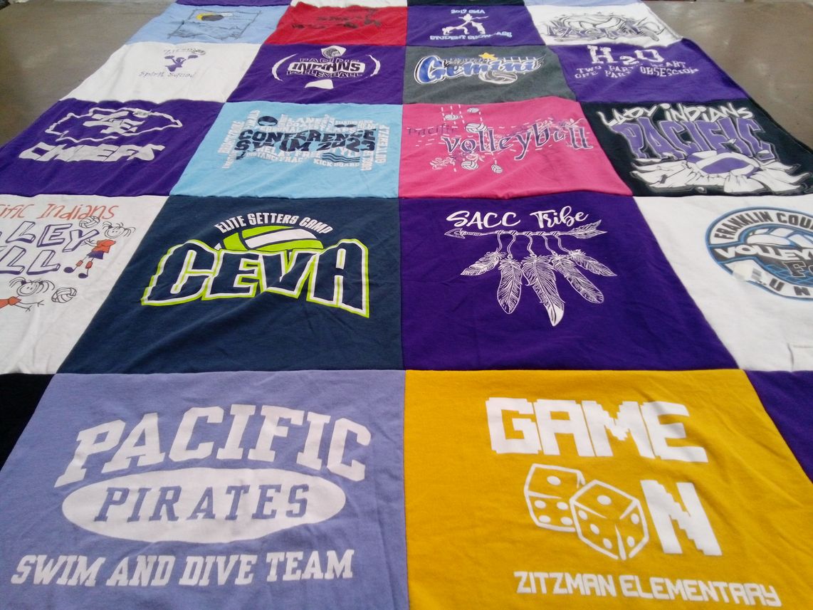 T-shirt quilt featuring pacific pirates swim and dive team by Brian from MO