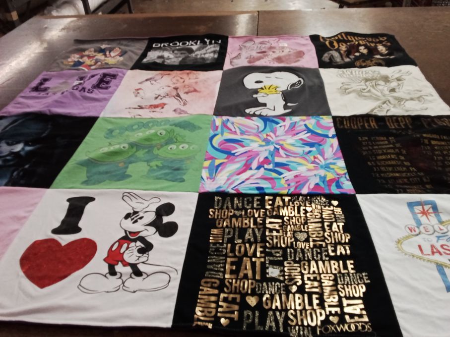 T-shirt quilt with disney, cartoons themes by Rori from NH