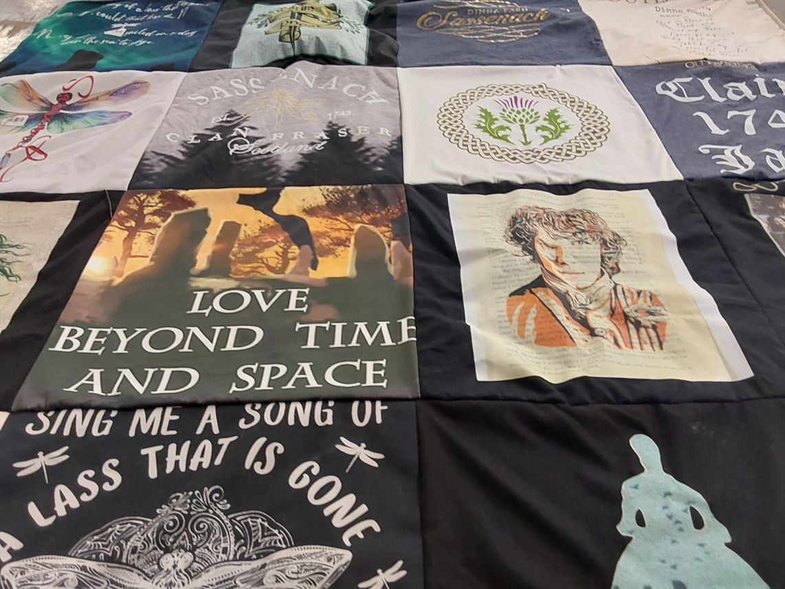 T-shirt quilt with outlander, scottish culture themes by Melanie from TX