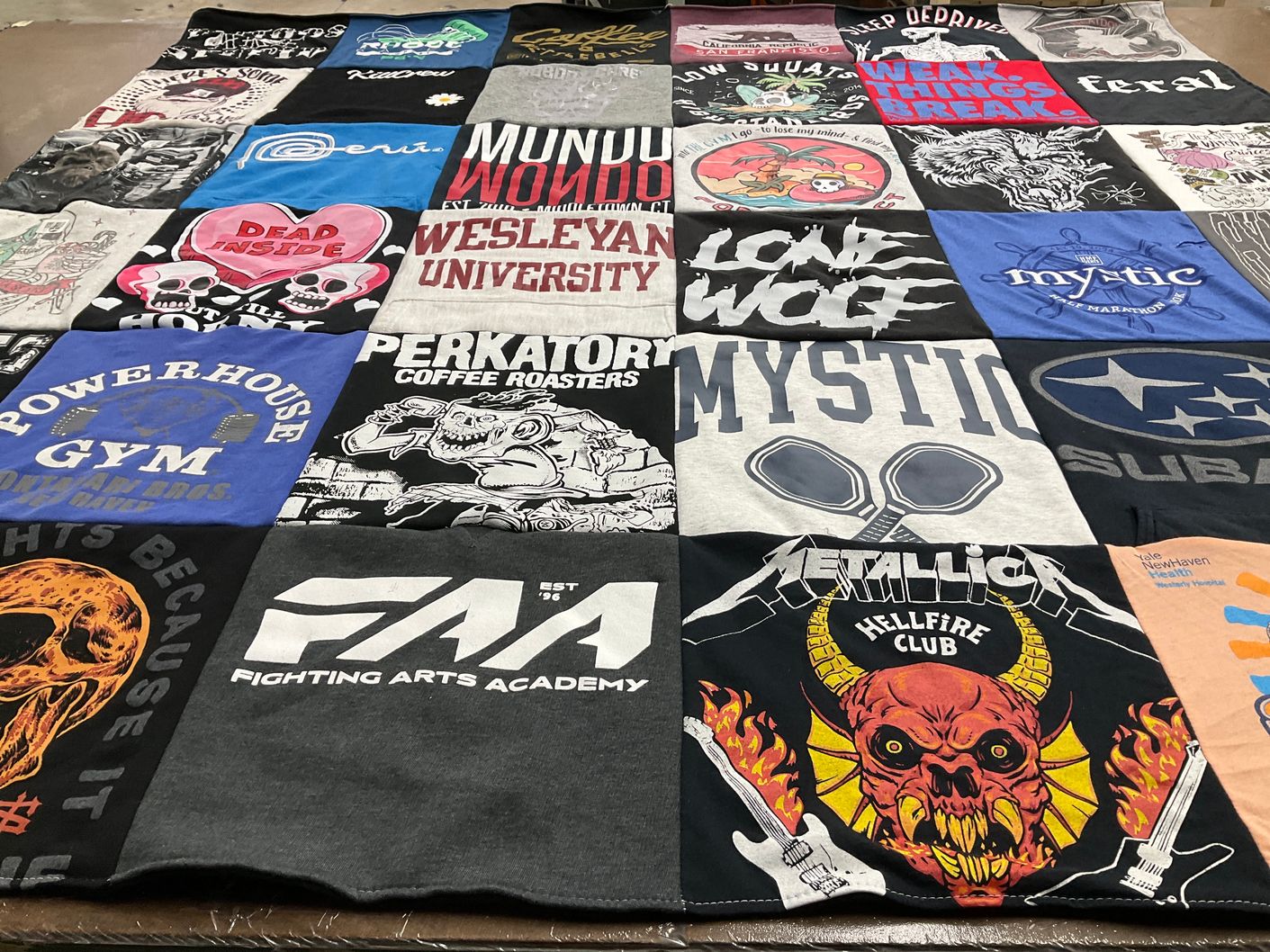 T-shirt quilt from wesleyan university by Taylor from CT