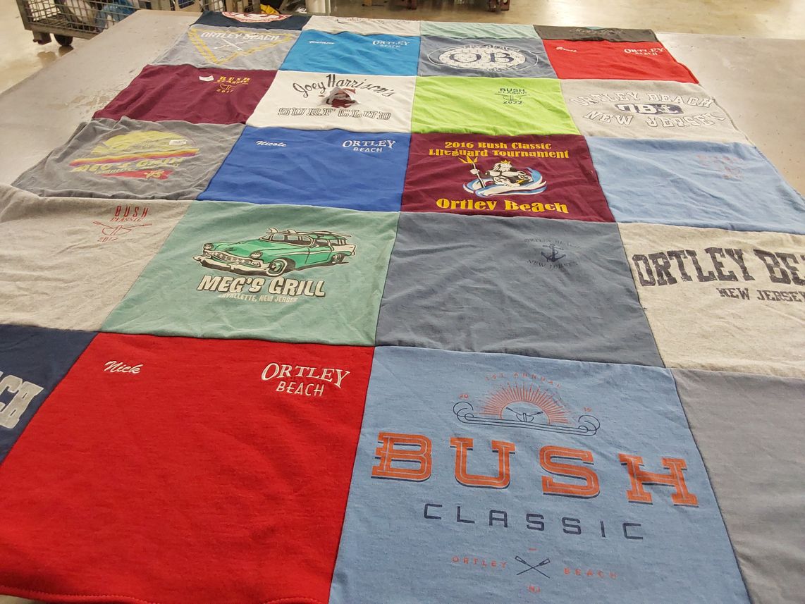 T-shirt quilt with beach, surfing themes by Nicole from NJ